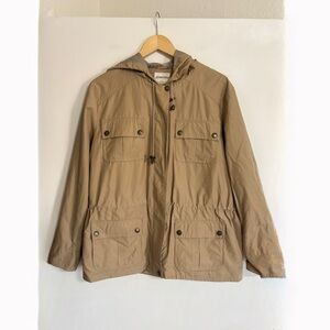 St. John's Bay Hooded Jacket Women’s Large Vintage 90s Coastal Grandma Beige